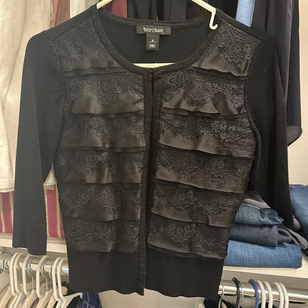 WHBM Black lace cardigan